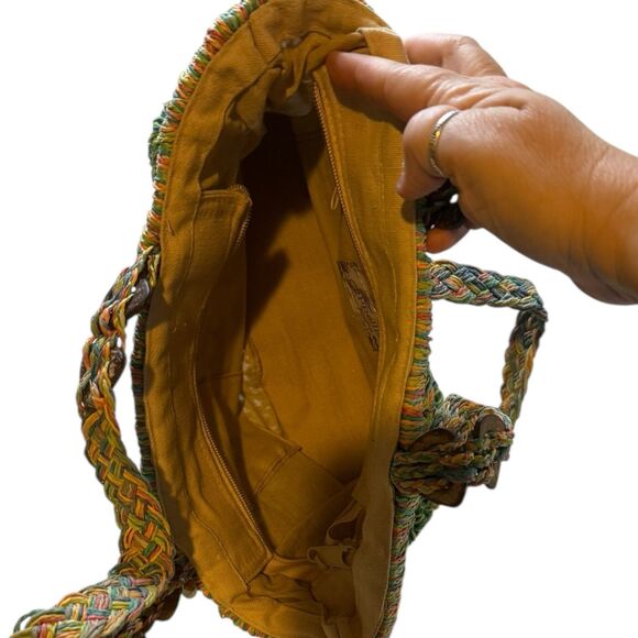 Cappelli Straworld Multicolor Woven Tote Bag with Beaded Charm Beachy Boho Clean - Picture 6 of 11